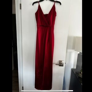 Red Silk Slit Dress